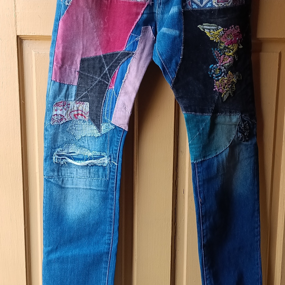 Men Vibrant Patchwork Jeans - Picture 2 of 3